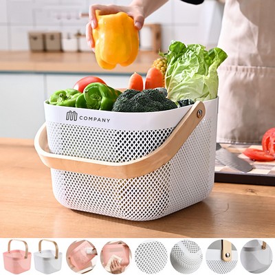 Multi-functional Hanging Kitchen Baskets with Wood Handle