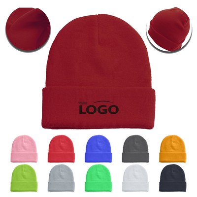 Unisex Warm Winter Hats Acrylic Knit Cuffed Beanie