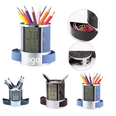 Metal Desk Organizer with LCD Display