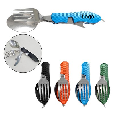Detachable Portable 4" 1 Stainless Steel Multi Function Camping Utensils Cutlery Set