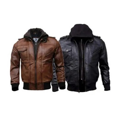 Cotton Padded Leather Jacket
