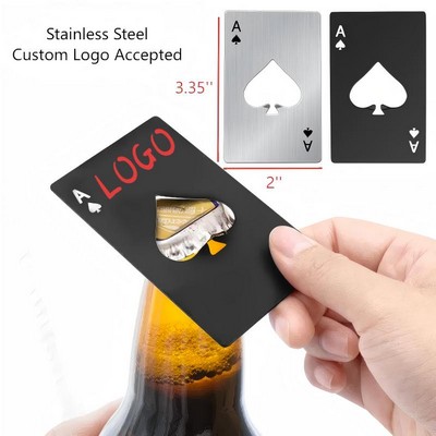 Custom Ace of Spades Stainless Steel Portable Metal Credit Card Bottle Openers