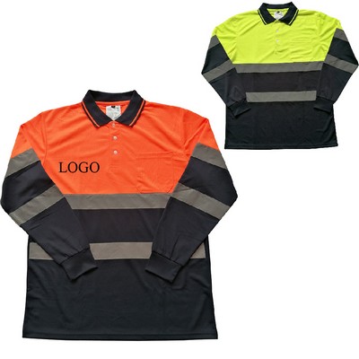 Long Sleeve Reflective Safety Polo Shirt