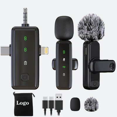 Lightning Type C Led Display Wireless Lavalier Microphone