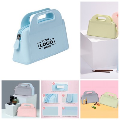 Silicone Makeup Bag Waterproof Oval Travel Portable Resin Zero Wallet Cosmetic Organizer