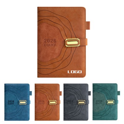 A5 Textured PU Leather 2026 Planner with Pen Holder, Weekly & Monthly