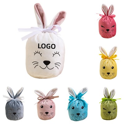 Easter Bunny Velvet Drawstring Bag