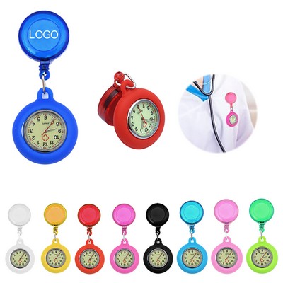 Retractable Glow Nurse Fob Watch Silicone Clip On
