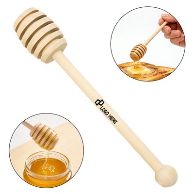 Grooved Wooden Honey Dipper