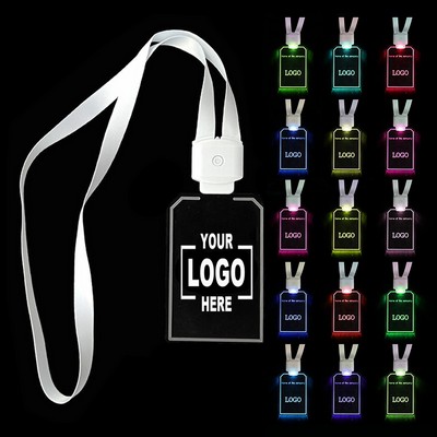 Acrylic LED Luminous ID Card Badge W/ Lanyard