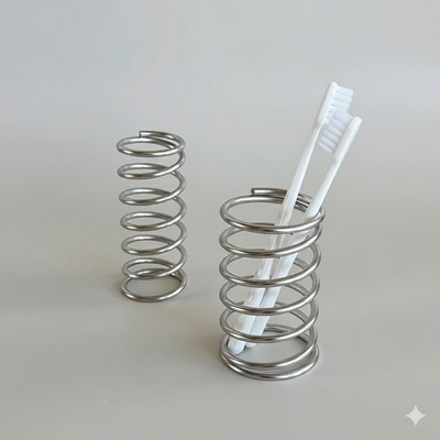 Minimalist Metallic Multi-Purpose Organizer Luxury Hollow-Out Toothbrush Holder Makeup Brush Rack