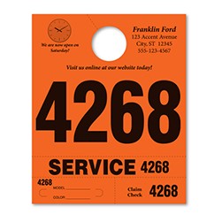 Custom Orange Heavy Brite™ Premium Service Dispatch Number Tag