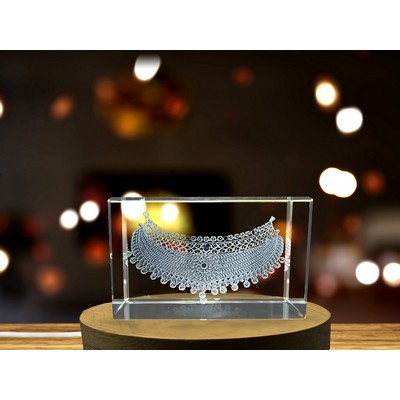 Chic 3D Engraved Crystal Choker Necklace w/LED Base Light - Elegant Keepsake