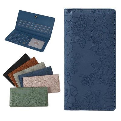 Slim Wallet 3D Flower Print Vintage PU Bifold Card Holder