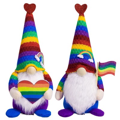 Rainbow Heart Faceless Gnome Plush Colorful Love Elves Figurine Nordic Rudolf Dwarf Ornament