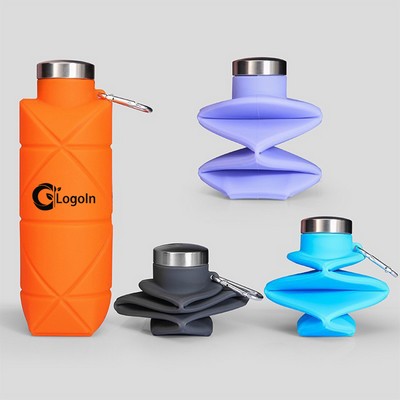 23oz Silicone Collapsible Water Bottle Foldable with Carabiner