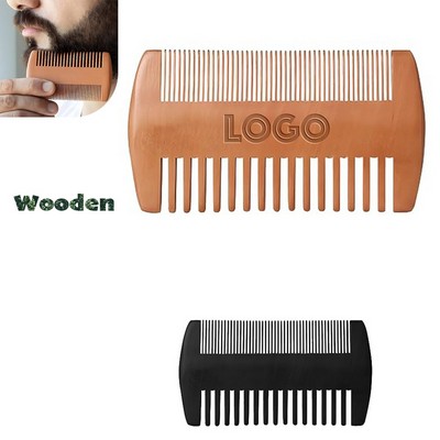 4" Dual Sided Peach Wood Beard Comb