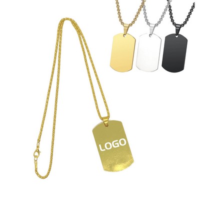 Personalized Stainless Steel Dog Tag Necklace With Durable 22" Chain