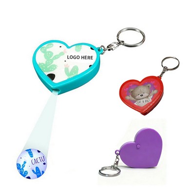 Heart-Shaped LED Projector Keychain