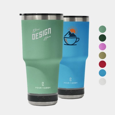 Pour Caddy® Vibe 28 oz Insulated Tumbler with Bluetooth Speaker