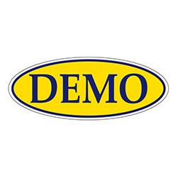 "DEMO" Yellow/Blue Oval Slogan Vinyl Sticker