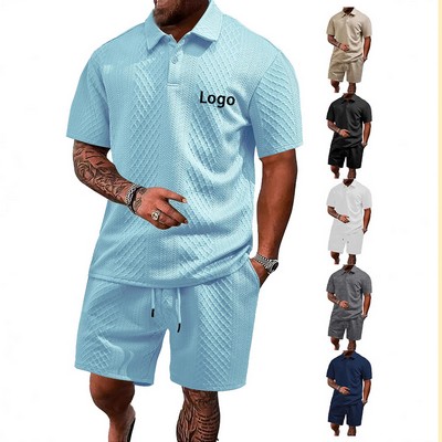 Men's Two-Piece Polo Shirt Shorts Set Casual Athletic Summer Outfit