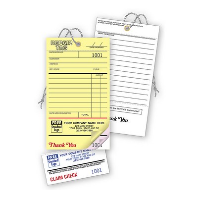 Repair Tags - Invoices w/ Detachable Claim Checks