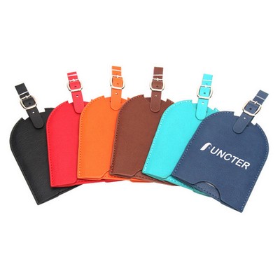 Slide-Out PU Leather Luggage Tag Privacy Suitcase Tag