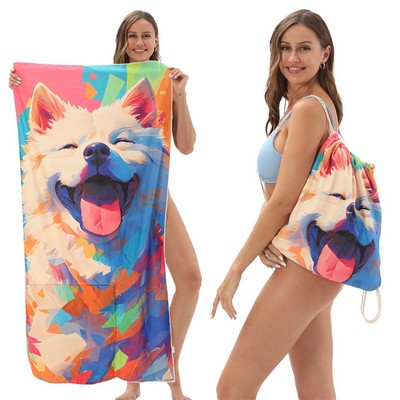 Sublimated Microfiber Beach Towel Backpack 30" x 55"