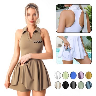 Women's Tennis Dress With Built In Bra 2 Piece Outfits