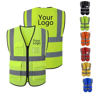Hi Vis Reflective Mesh Safety Vest with Pockets