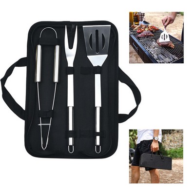 Portable BBQ Grill 3-piece Tool Set with Carrying Bag