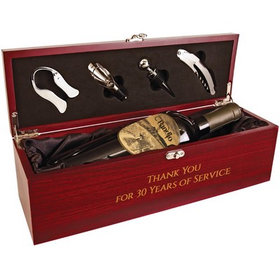 Rosewood Single-Bottle Wine Presentation Box, 14.25 x 4.5 x 4.75
