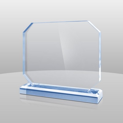 Horizontal Mount Blue Rectangular Award I (5"x5"x2")