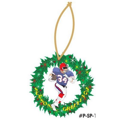 Football Player Promotional Wreath Ornament w/ Black Back (4 Square Inch)