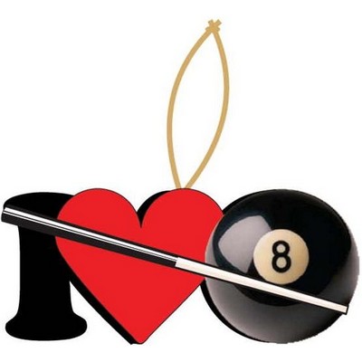 I Love Pool Ornament w/ Clear Mirrored Back (8 Square Inch)