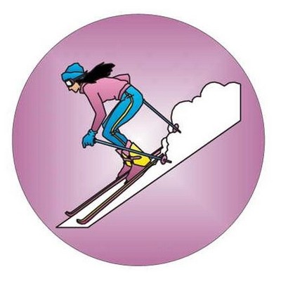 Female Skier Metal Round Photo Magnet (2.5" Diameter)