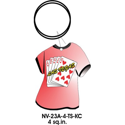 Hearts Royal Flush T-Shirt Key Chain w/Clear Mirror Back (4 Square Inch)