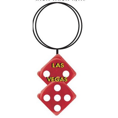 Las Vegas Dice Key Chain w/Clear Mirrored Back (4 Square Inch)