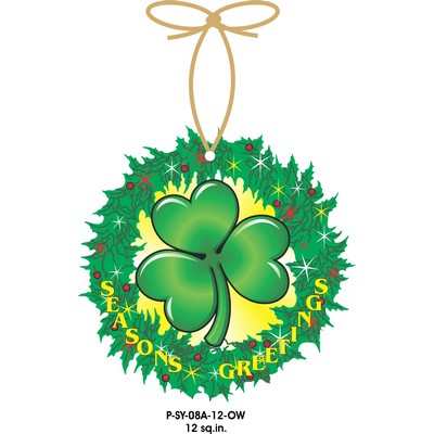 Shamrock Promotional Wreath Ornament w/ Black Back (12 Square Inch)