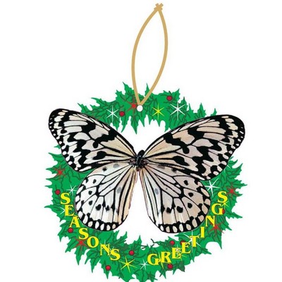 Black & White Butterfly Wreath Ornament w/ Black Back (12 Square Inch)