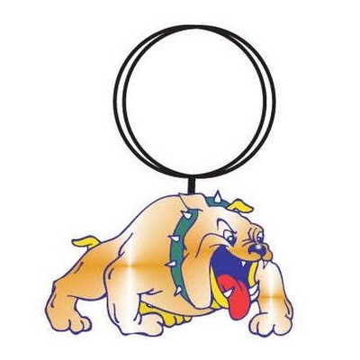 Bulldog Mascot Executive Keychain w/Mirrored Back (4 Square Inch)