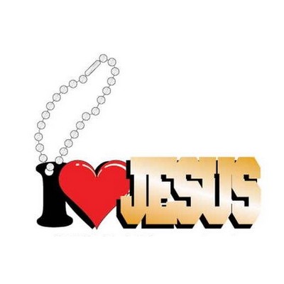 I Love Jesus Promotional Key Chain w/ Black Back (8 Square Inch)