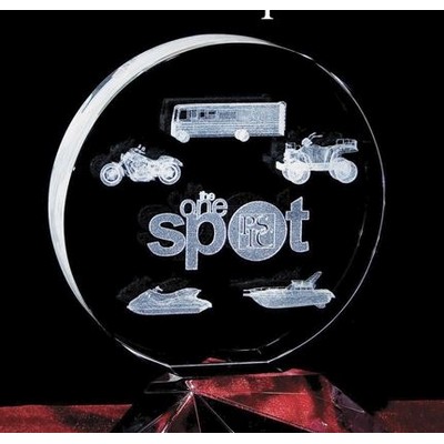 Custom Crystal Image in Rising Moon Plaque w/3D Logo/ Text (4")