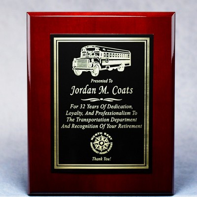 Rosewood Piano Finish Plaque With Plate - 7"x9"