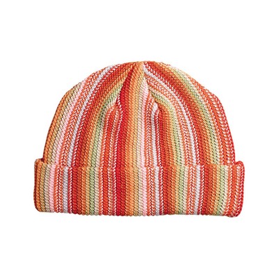 Ladies' Crocheted Knitted Beanie w/ Vertical Stripes