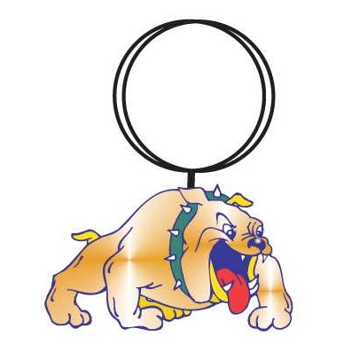 Bulldog Mascot Executive Keychain w/Mirrored Back (10 Square Inch)