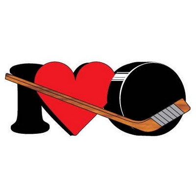 I Love Hockey Promotional Magnet w/ Strip Magnet (10 Square Inch)