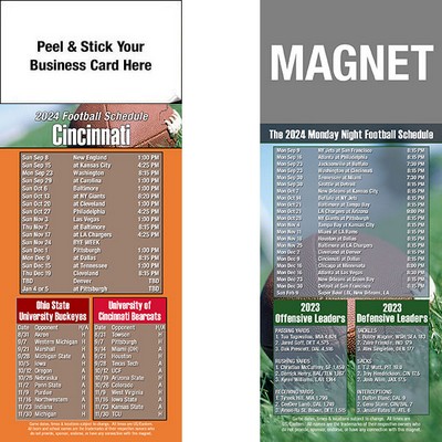 Cincinnati Pro Football Schedule Peel & Stick Magnet (3 1/2"x8 1/2")
