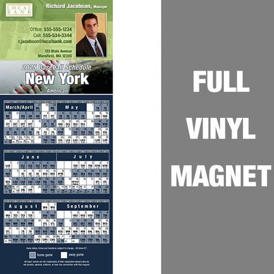 New York (American) Pro Baseball Schedule Vinyl Magnet (3 1/2"x8 1/2")